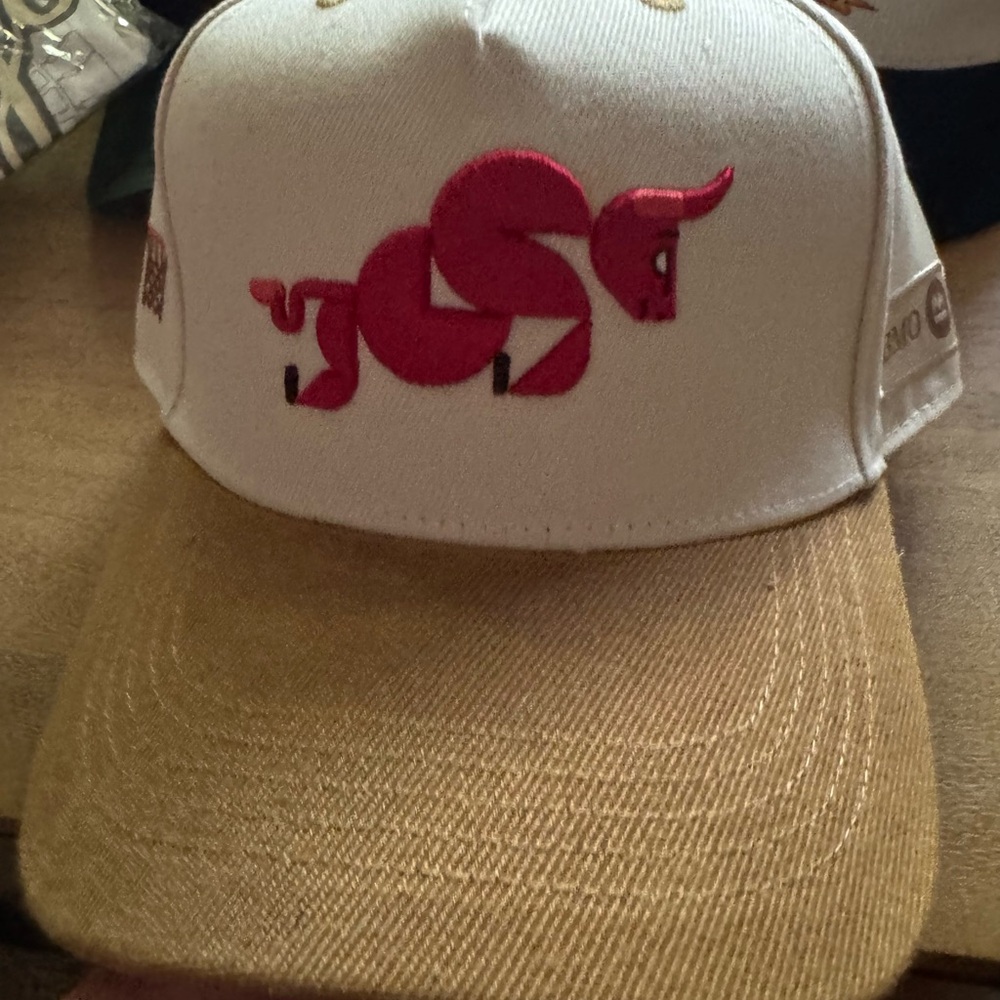 Chicago Bulls White and Tan Cap with Red Bull Logo - Artist Series 7